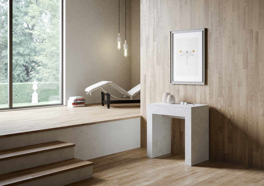 Itamoby Console extensible 78x47/299 cm effet bois blanc Blanc 78x80x47cm