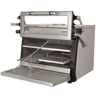 Holzkohleofen-BBQ, GN 1/1 + GN2/4 (75 Kg/h)- Anhebbar Tür/Edelstahl (CBQ-075/RX)