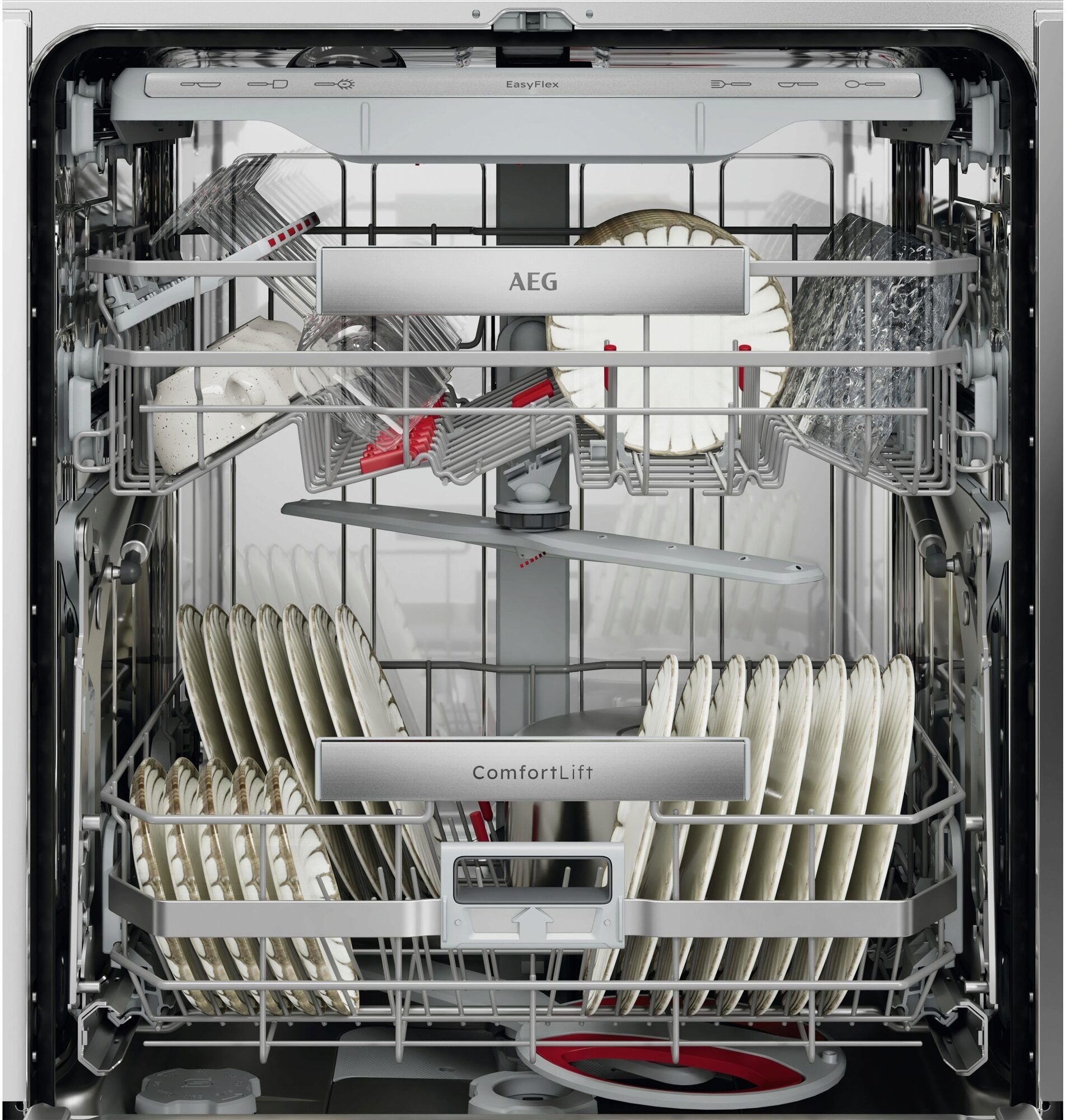 AEG teilintegrierbarer Geschirrspüler "GT8200B4SCM", Energieeffizienz: B, weiß (edelstahl), B:59,6cm H:81,5cm T:58cm, Geschirrspüler, ComfortLift Unterkorb: Be- und Entlade deine Spülmaschine ohne Bücken, teilintegrierbarer Geschirrspüler