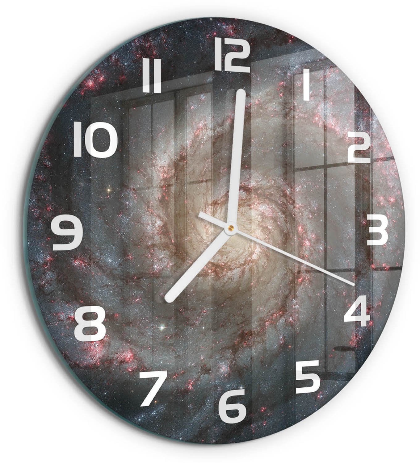 Tulup Wandklok Mist Moderne Glazen Wandklok - Zwart - Diameter: 30 cm