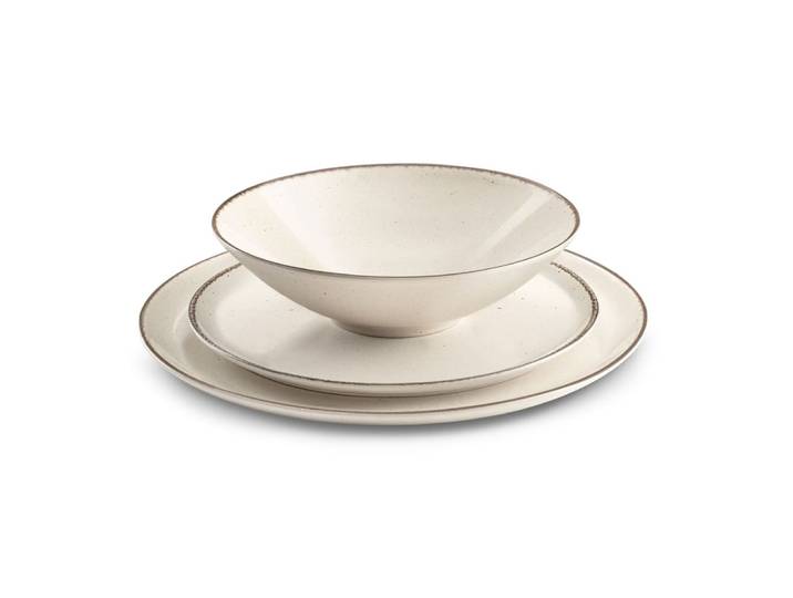 Service de vaisselle 18 pièces en grès beige