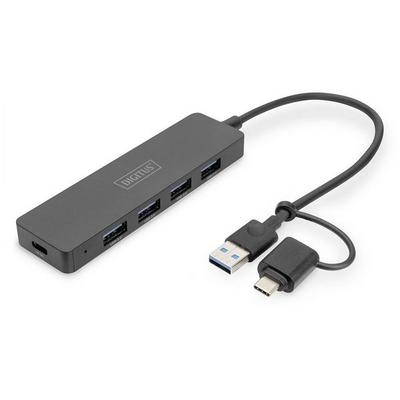 Digitus DA-70235 USB-Hub 4 Port USB-A USB 3.0 5 GBit/s mit USB-C® Stecker Schwarz DA-70235