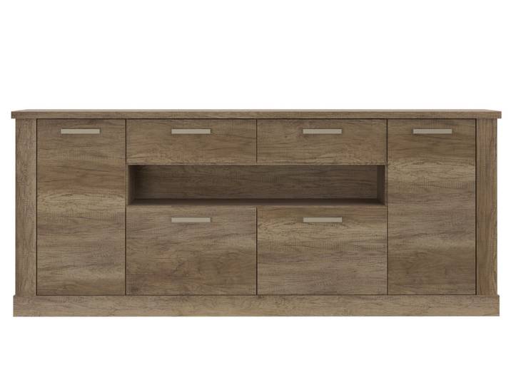 Bahut 4 portes 2 tiroirs Rossriver Chene Antique - Basika