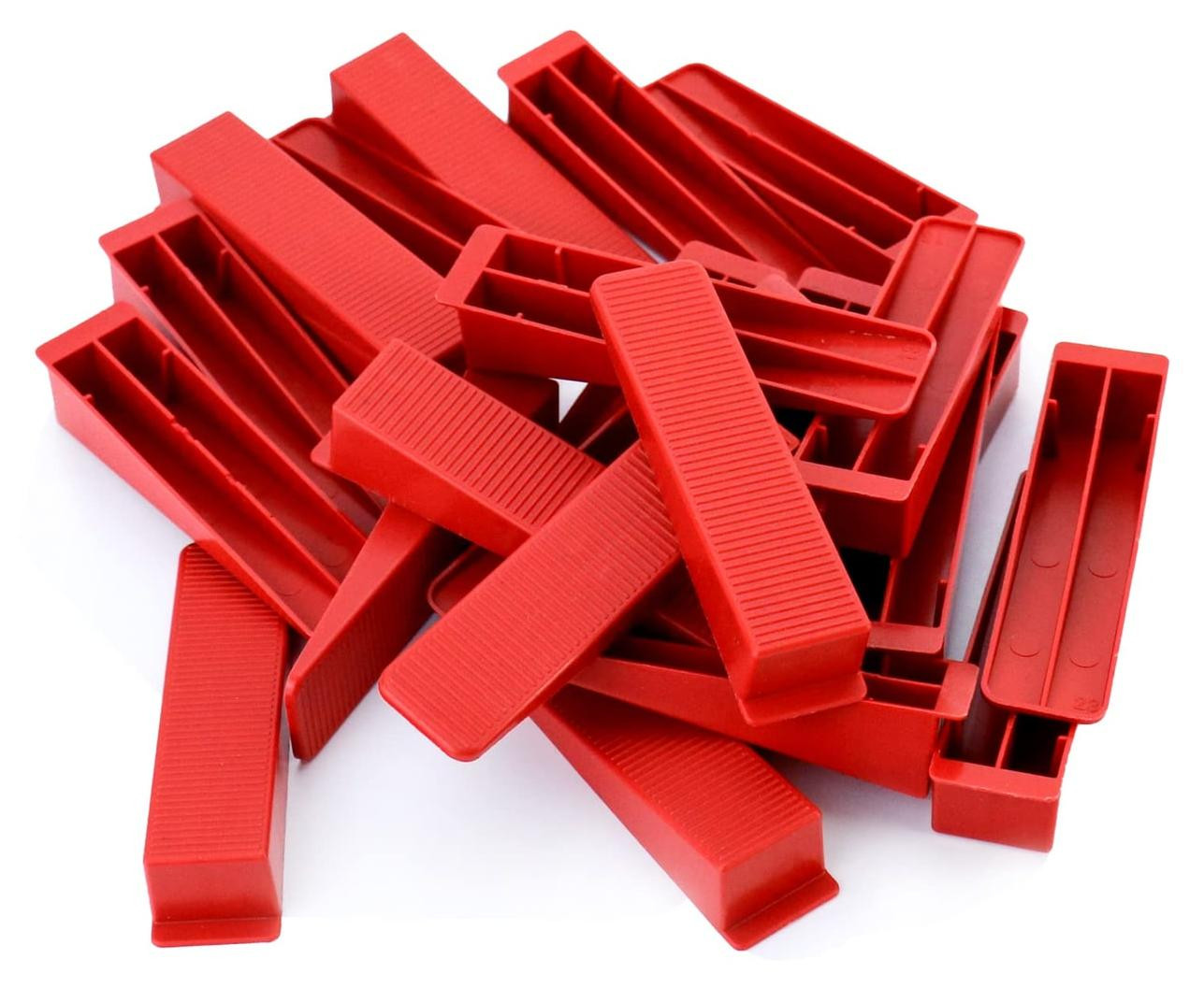 Tegelwiggen Tegelnivelleringssysteem 100 stuks Rood Herbruikbaar Hard Plastic voor Wand- en Vloermontage