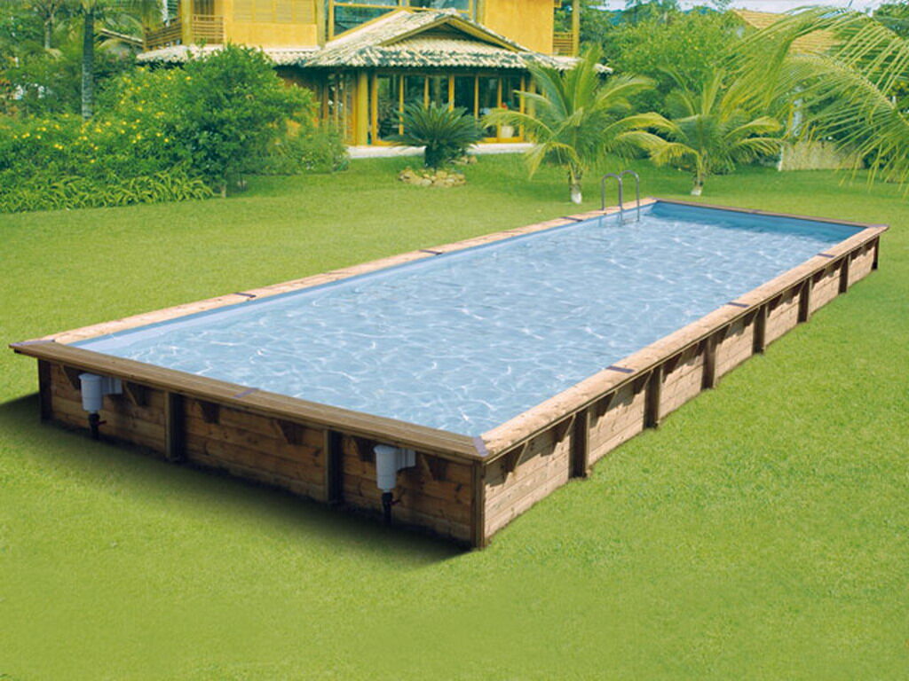 Piscine bois Ubbink LINEA rectangulaire 500x1100x140cm liner bleu