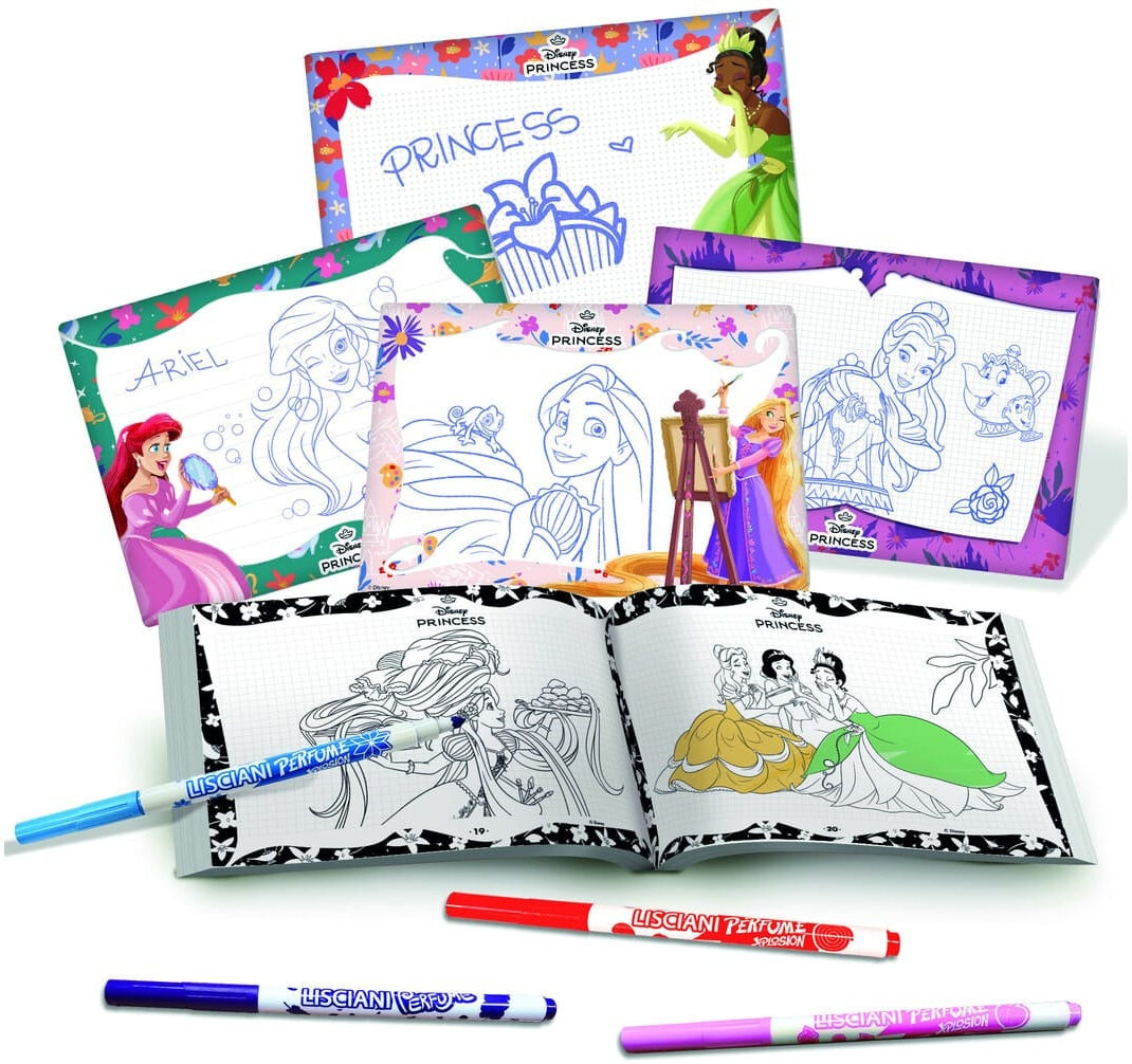 Lisciani Princess Drawing School - Learn Drawing Basics with Write and Wipe Boards and Scented Markers for Kids 4-8 yrs