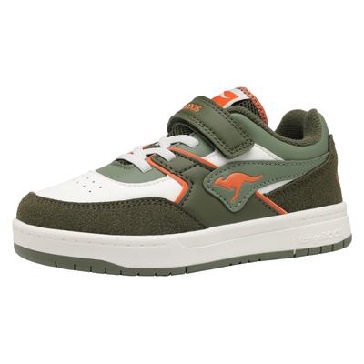 Sneaker KANGAROOS "K-CP BOUNDER EV", Mädchen, Gr. 34, Textil, grün (military grün, flame), Synthetik, Schuhe Sneaker
