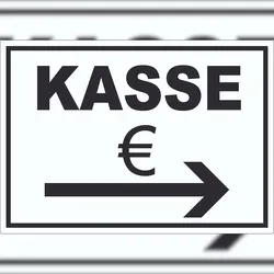 HB-Druck Kasse Aufkleber mit Pfeil nach rechts A2 (420x594mm)