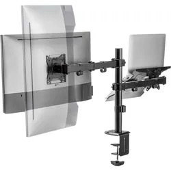 Wiltec 2in1 Halterung für Monitor & Laptop Monitorhalter Notebookhalter VESA (Tisch, 32", 9 kg), Monitor Halterung, Schwarz