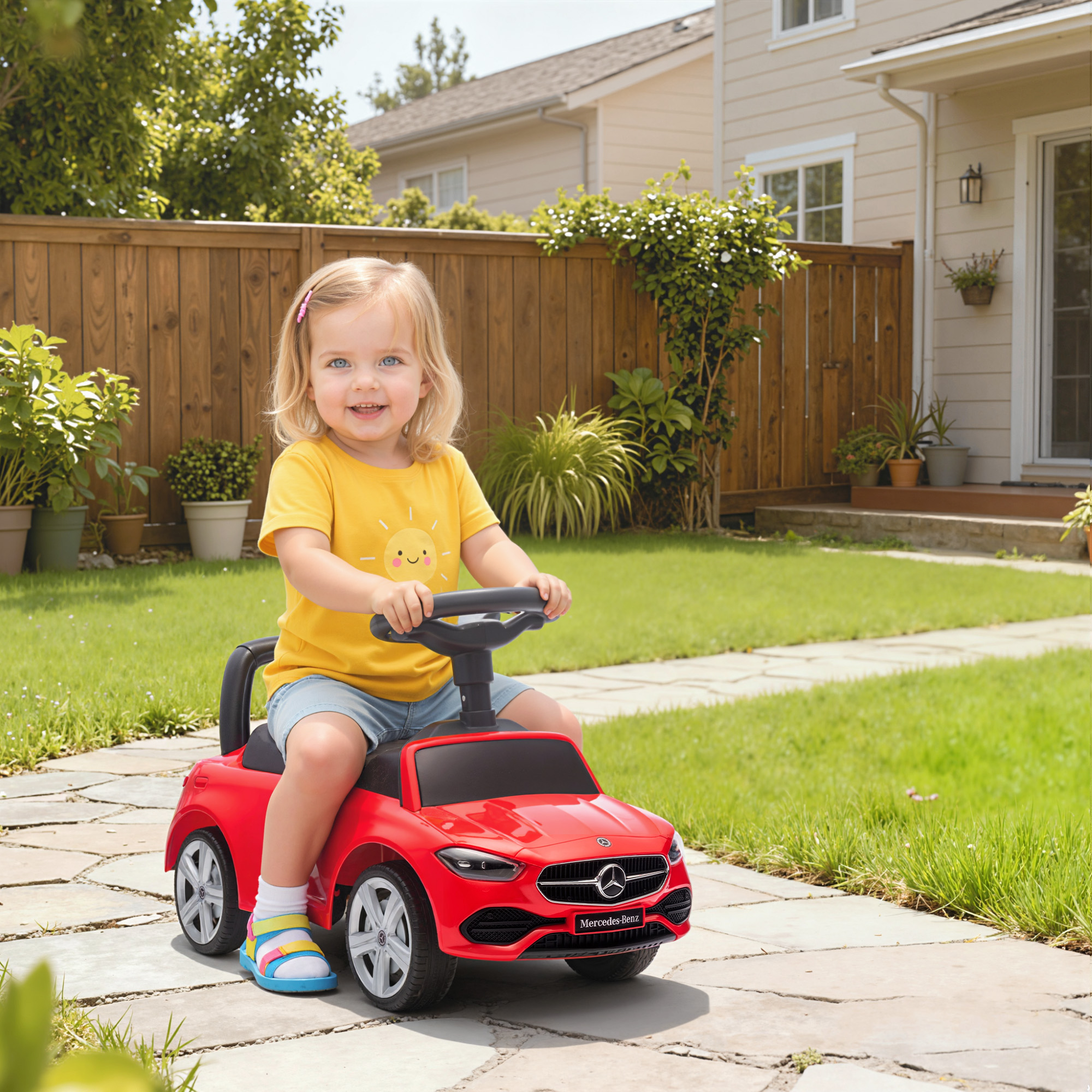 Aiyaplay Auto Cavalcabile per bambini 18-36 mesi con clacson, suoni del motore e vano portaoggetti, 65x28x39 cm Rosso   Aosom Italy