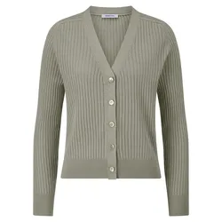 Strickjacke V-Ausschnitt aus Seide und Kaschmi Peter Hahn grün, 44