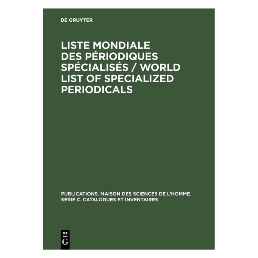 De Gruyter Liste mondiale des périodiques spéciali (67775222)