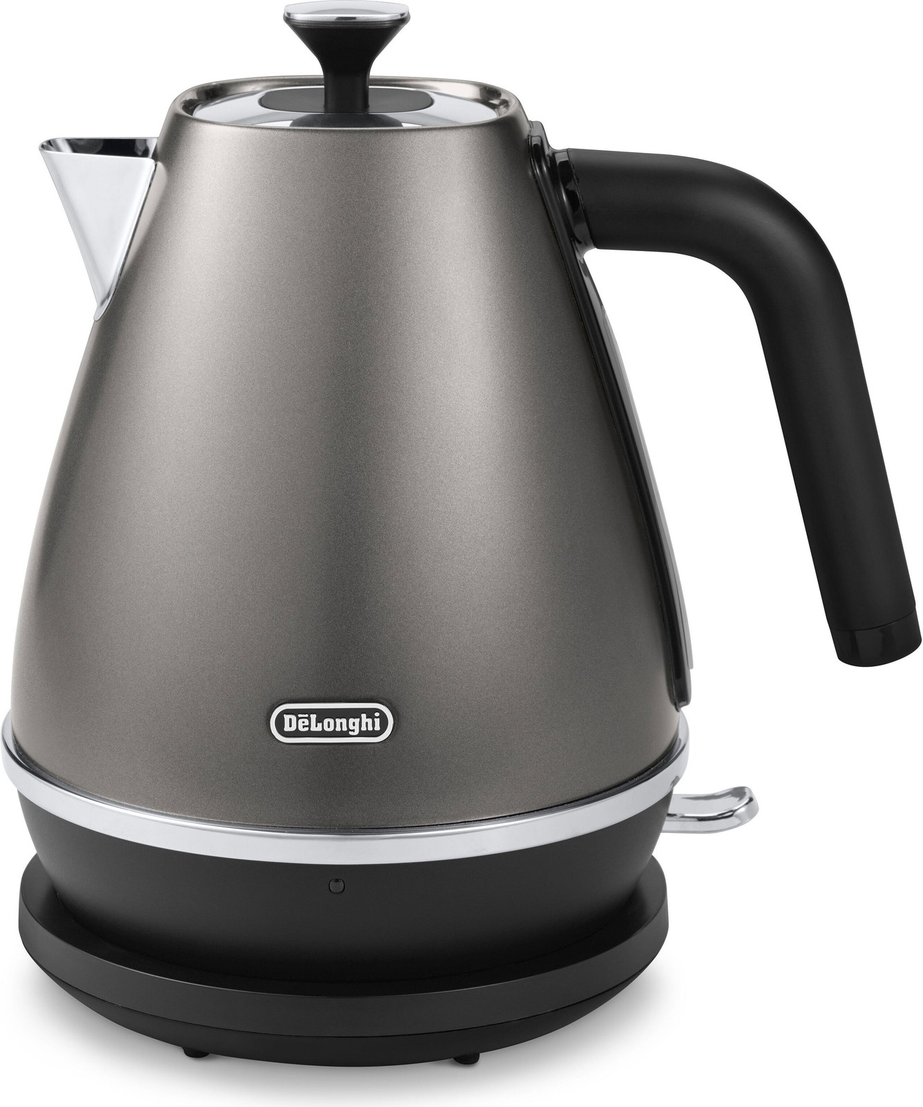 De'Longhi KBIN2001.TB Waterkoker, 1,7 liter, 2000 watt, Titanium, Roestvrij staal, met waterniveau-indicator, Draadloos