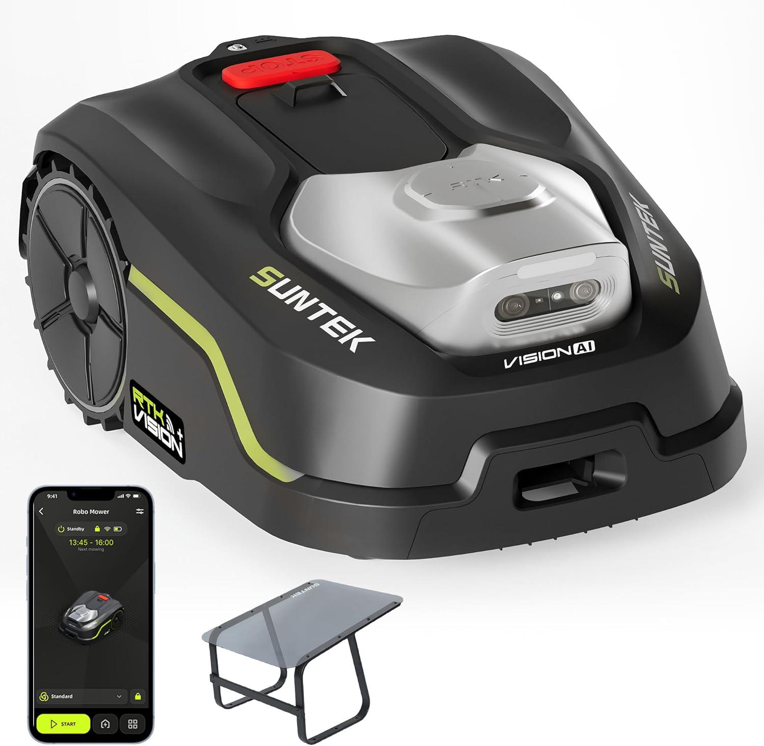 SUNTEK SRM3080 RTK+Vision+TOF Mähroboter ohne Begrenzungskabe,KI-Kartierung | App-Steuerung | Multizonen | Hinderniserkennung für 800-120m² mit Garage