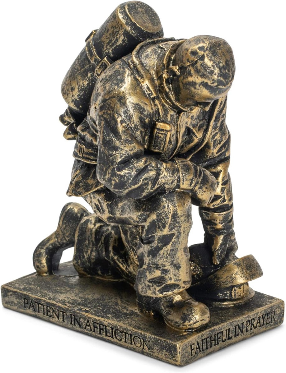 Gebed Vuurman Figuur Hoop Beeldje Grijs - Hoogte: 15 cm