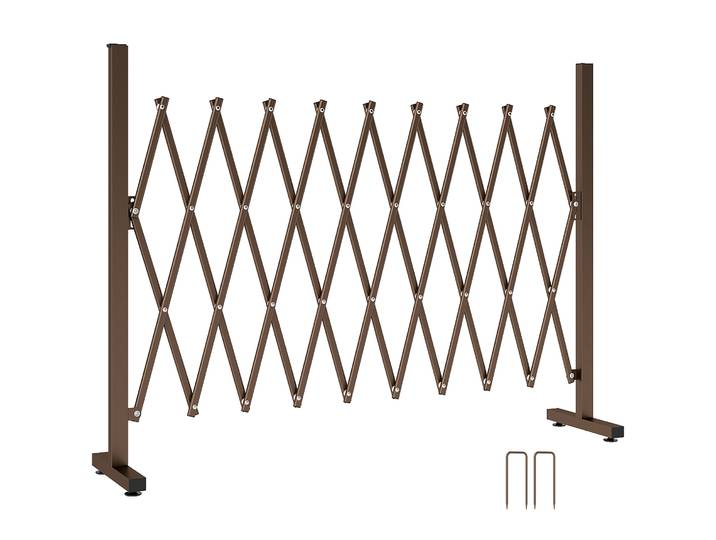 Outsunny Outsunny Barrière Extensible rétractable barrière de sécurité 250L x 31l x 104H cm alu métal Chocolat