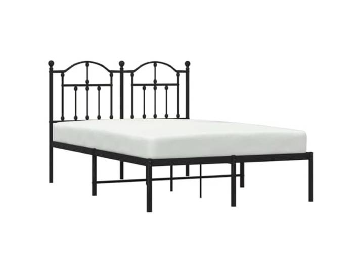 KTHLBRH Bettgestell mit Kopfteil aus Metall, schwarz, 120 x 190 cm Pulverbeschichteter Stahl, Latten inklusive, Platz unter Bett 27 cm, Montage erforderlich
