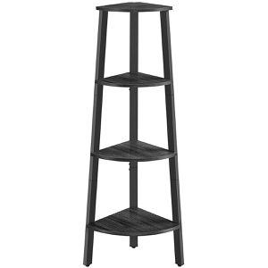 Vasagle Bücherregal LLS034B22, schwarz, Eckregal aus Metall / Holz, 4 Ebenen, 34 x 125 x 34cm