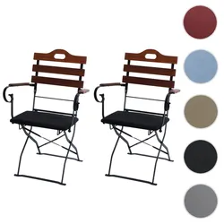 2er-Set Biergartenstuhl HWC-J40, Klappstuhl Gartenstuhl, Gastronomie-Qualität Akazie ~ braun, Polster schwarz