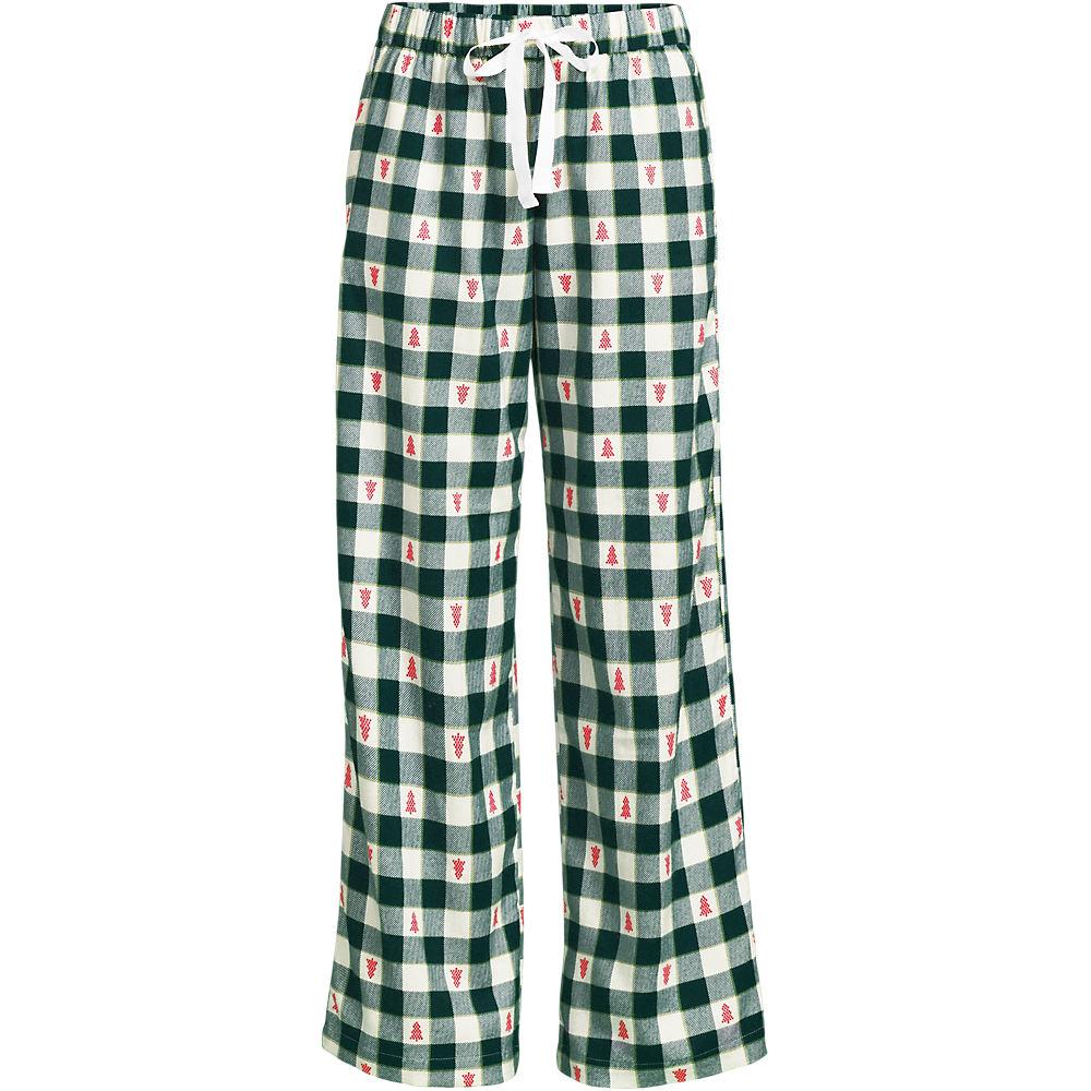 Pyjamahose aus reinem Baumwoll-Flanell für Damen, Damen, size: regular, Grün, Baumwolle, by Lands' End