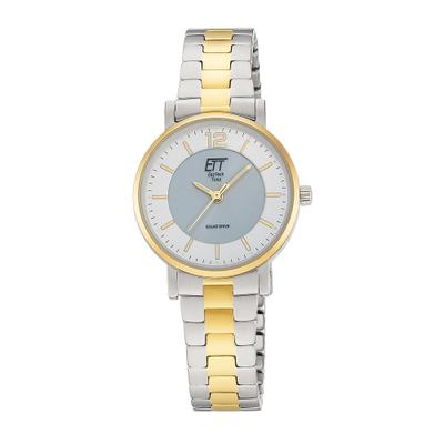 Solaruhr ETT, gold (silbergoldfarben, silberfarben), Armbanduhren, Damen, silbergoldfarben, Armbanduhr, Damenuhr, Partneruhr, Edelstahlarmband
