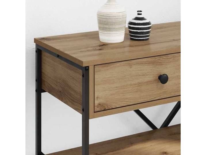 Grand Table d'Appoint Marron - LEMON® Table console - Console D'ENTREE avec tiroir - Marron - 100x34 5x75cm bois 125 - Soldes