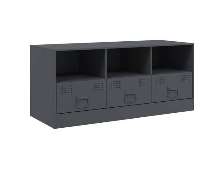 En solde  Meuble TV pour Télévision - CLOUD - Meuble Télé Bas - anthracite 99x39x44 cm acier LL4921