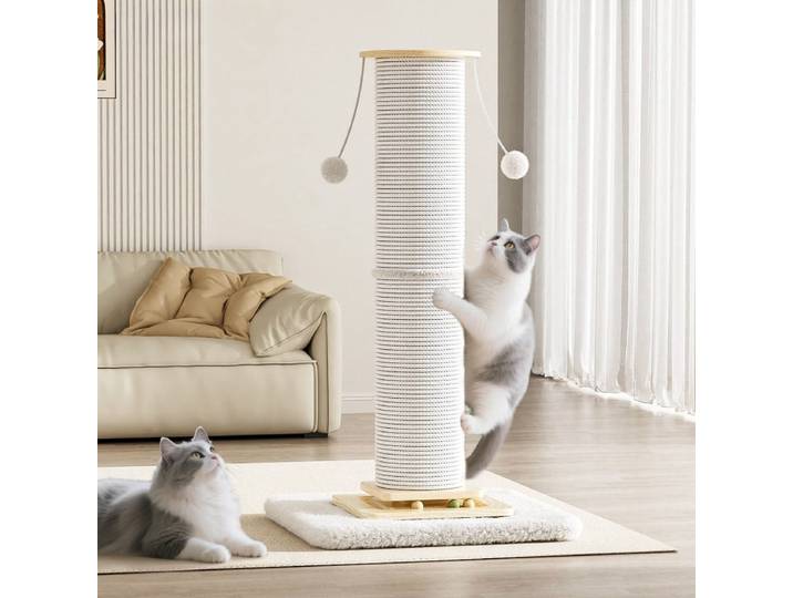 Poteau à gratter pour chat en corde de sisal de 120 cm, design intégré plus grand, arbre à gratter pour chats, meuble griffoir en bois pour chats