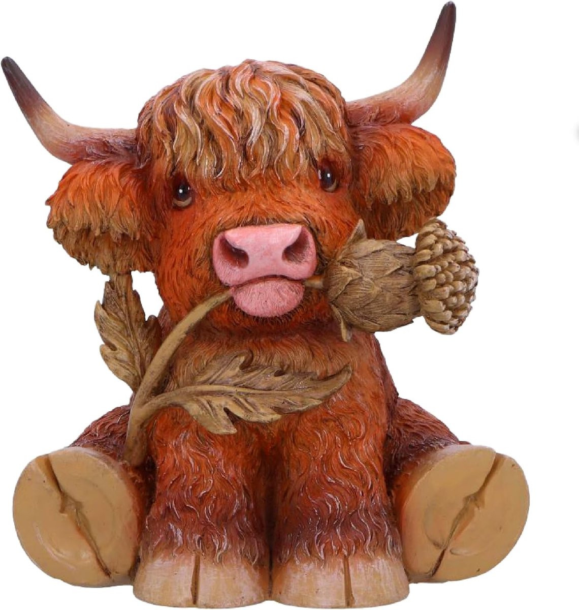 Handgeschilderd Koe Beeldje Hoogland Koe Decoratie Bruin - Hoogte: 10 cm