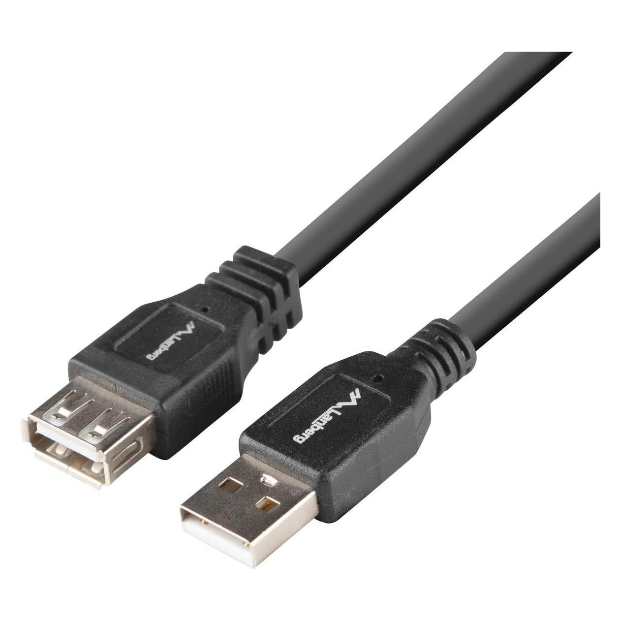 Lanberg Przedłużacz USB-A M/F 2.0 1.8m czarny BOX (1.80 m, USB 2.0) (Lanberg)