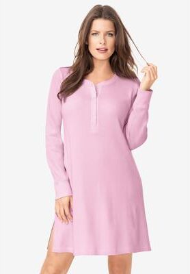 Plus Size Women's Thermal Henley Sleepshirt by Dreams & Co. in Pink (Size 4X)