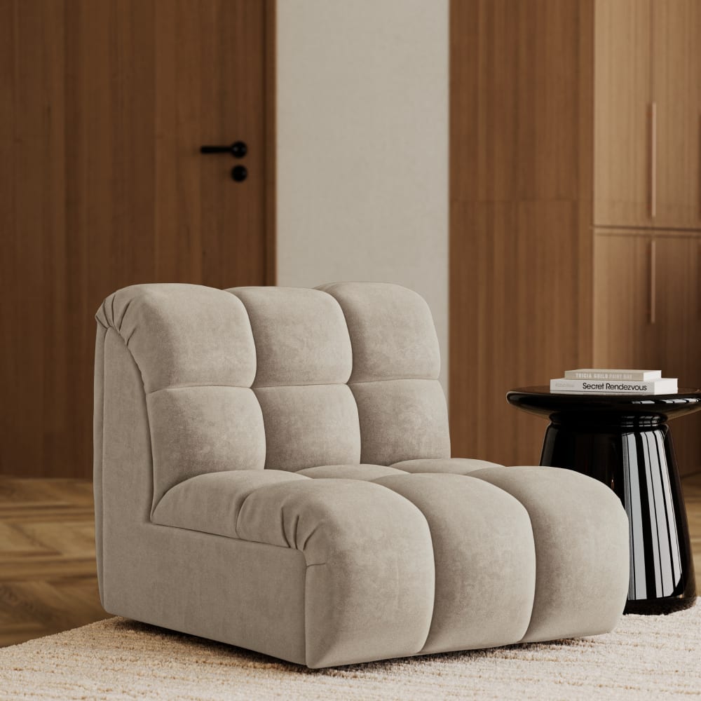 Premium Interiors Fauteuil pivotant modulable en velours taupe Taupe 81x77x98cm