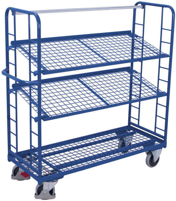 VARIOfit Chariot à étages avec 3 plateaux en grille métallique 1 650 × 650 mm (sw-640.225)