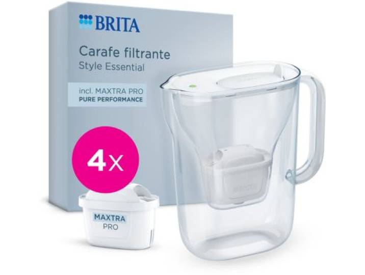 Brita - Carafe Filtrante Style Essential Blanc + 4 Cartouches Maxtra Pro