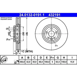 Bremsscheibe ATE 24.0132-0191.1 für Jaguar Land Rover F-Pace Range Velar