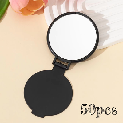 Fusion Finds Portable Folding Makeup Mirror Compact Travel Pocket Mirror For Daily Beauty Touch Ups black 50pcs