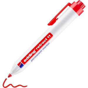 Edding Permanentmarker retract 11, Strichbreite 1,5 - 3 mm, mit Druckknopf, rot