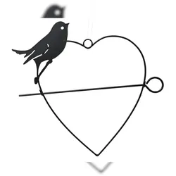 Decoris Vogelfutterhalter mit Vogel Silhouette 24cm Metall Herzform Futterstelle Vögel Garten Balkon Hängendes Futterherz für Meisenknödel Futterringe