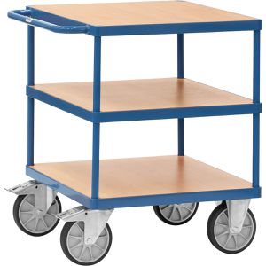Fetra Tischwagen 2417, aus Metall & Holz, mit 3 Etagen, Tragkraft 600kg, 700 x 700mm