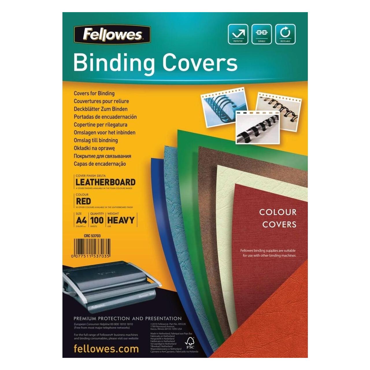 Fellowes Delta Deckblatt mit Lederstruktur, rot (5370305)