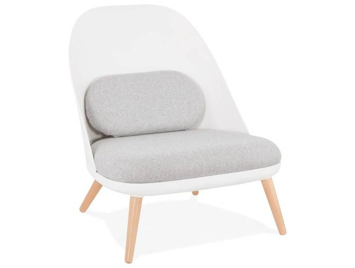 Fauteuil design - ALTEREGO - TICOS -Blanc Gris - Plastique Textile - 74x66x76 cm