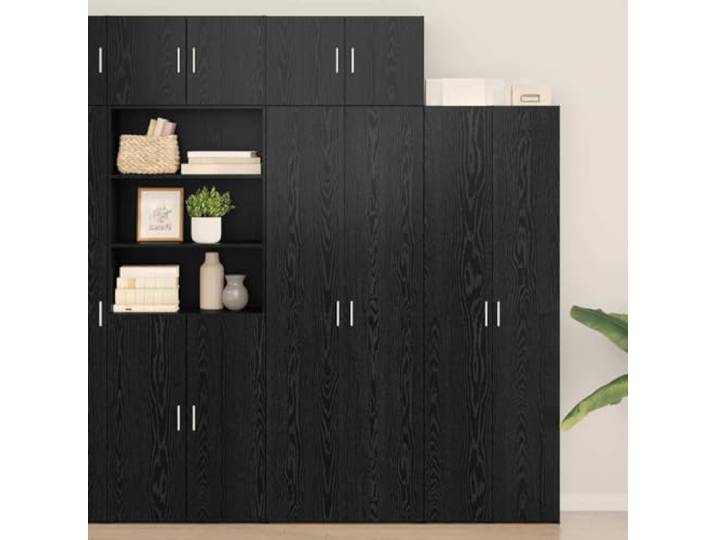 Aufbewahrungsschrank 2 Stk. Schwarz Eichen-Optik Holzwerkstoff 70x42,5x185 Nur für Innenräume, rechteckig, schlank, minimalistisch, robust, langlebig
