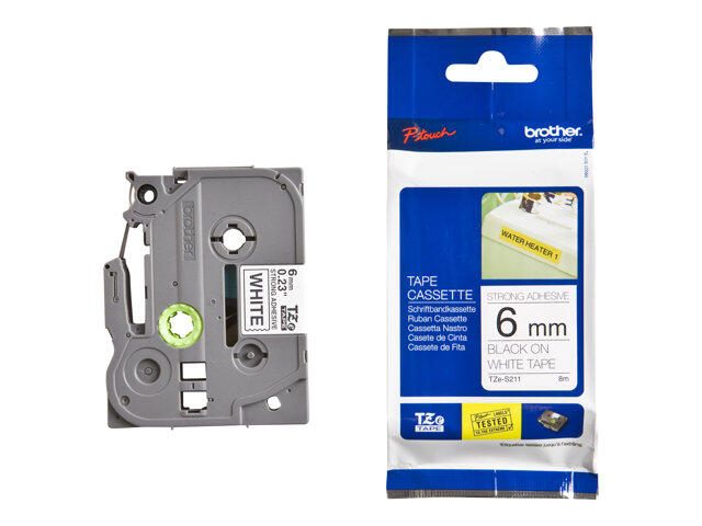 Brother Original P-Touch Farbband schwarz auf weiß (TZE-S211) TZES211
