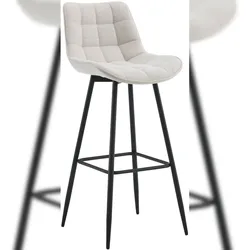 DELUKE® Barhocker SYDNEY - Creme, Stoff | Barhocker mit Lehne Barstuhl Tresenhocker Tresenstuhl Kneipenhocker Kneipenstuhl