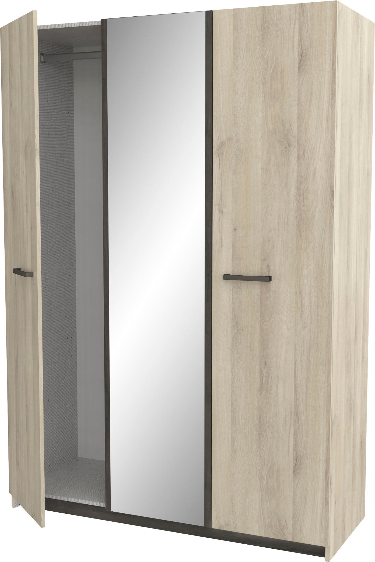 Kinderkleiderschrank DEMEYERE GROUP "Watson", braun, B:133,5cm H:191,5cm T:51,4cm, Holzwerkstoff, Schränke, Kinderkleiderschrank, SCHRANK 3 TUERIG/1 SPIEGEL