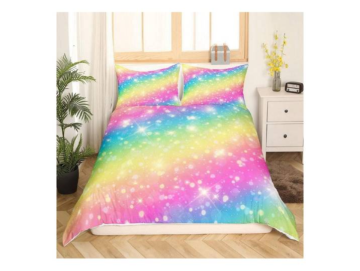 LuxusKollektion Kinderbettwäsche Bettwäsche Set 220x240 Regenbogen Mädchen