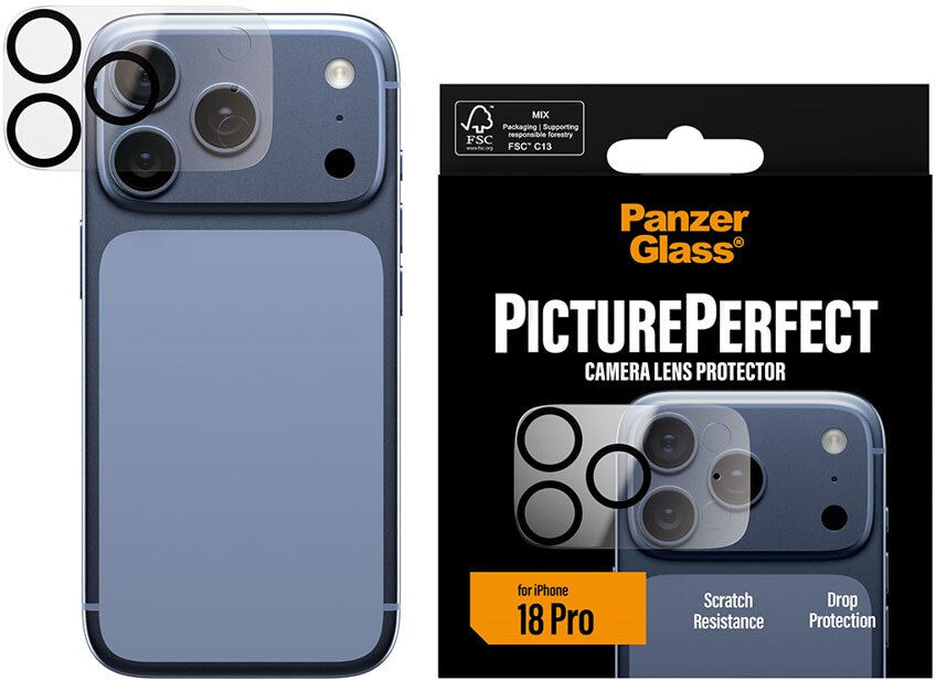 iPhone 18 Pro PanzerGlass PicturePerfect - Beskyttelse til Kameralinse - Gennemsigtig / Sort