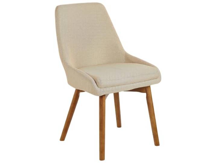 Beliani Esszimmerstuhl Beige Stoff Stühle Polsterbezug Holzbeine (2er Pack) Sitzhöhe 39 cm, Belastbarkeit 130 kg, 49 x 58 x 82 cm, 100% Polyester