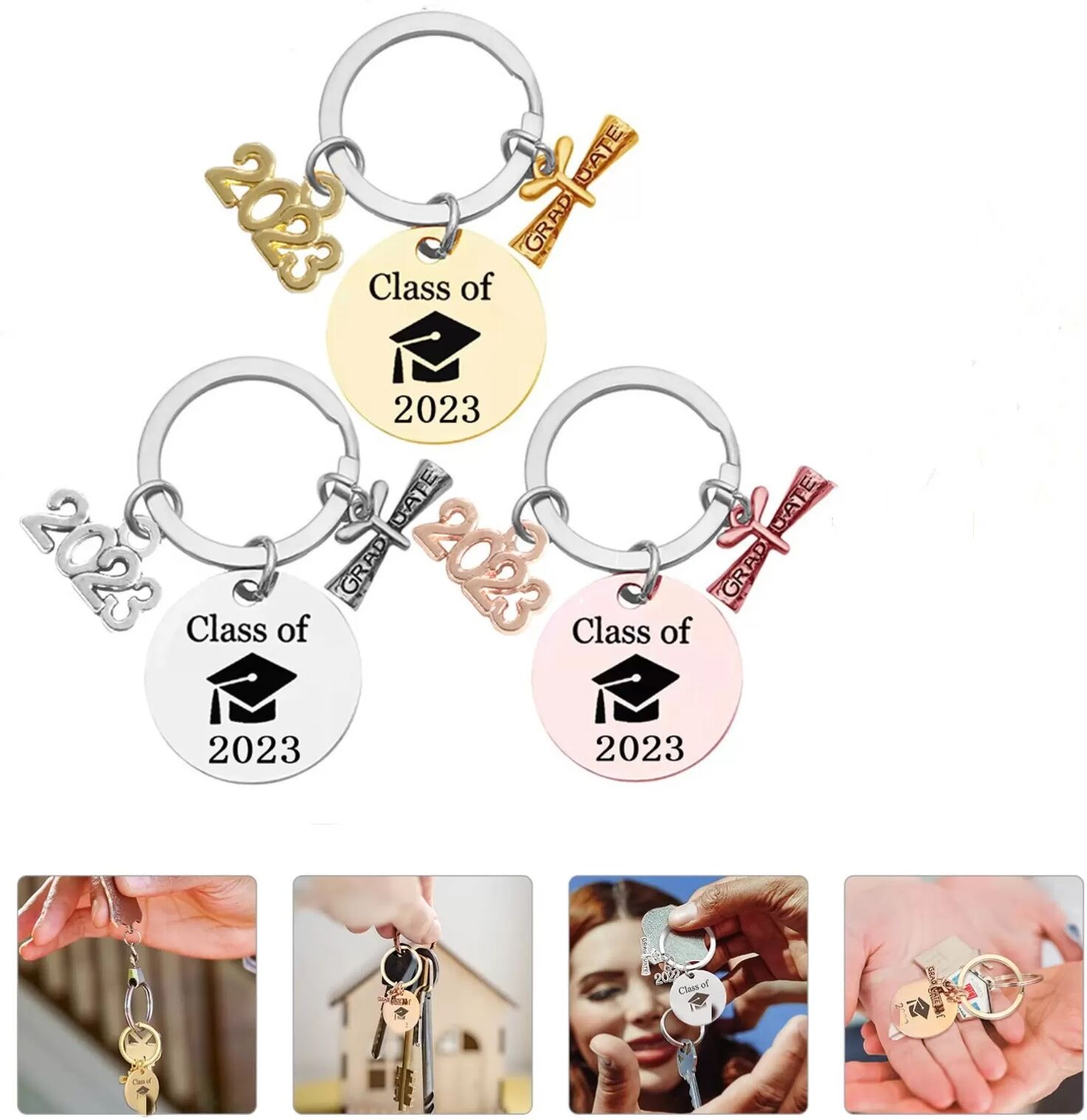 INF 2023 Abschluss-Schlüsselanhänger, Abschlussgeschenk, 3er-Pack