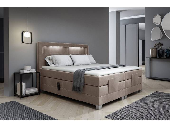 DB-Möbel Boxspringbett Schlafzimmerbett CAVIDOS Elektrisch in Stoff Fresh (inkl. Topper), Matratzen elektrisch verstellbar)